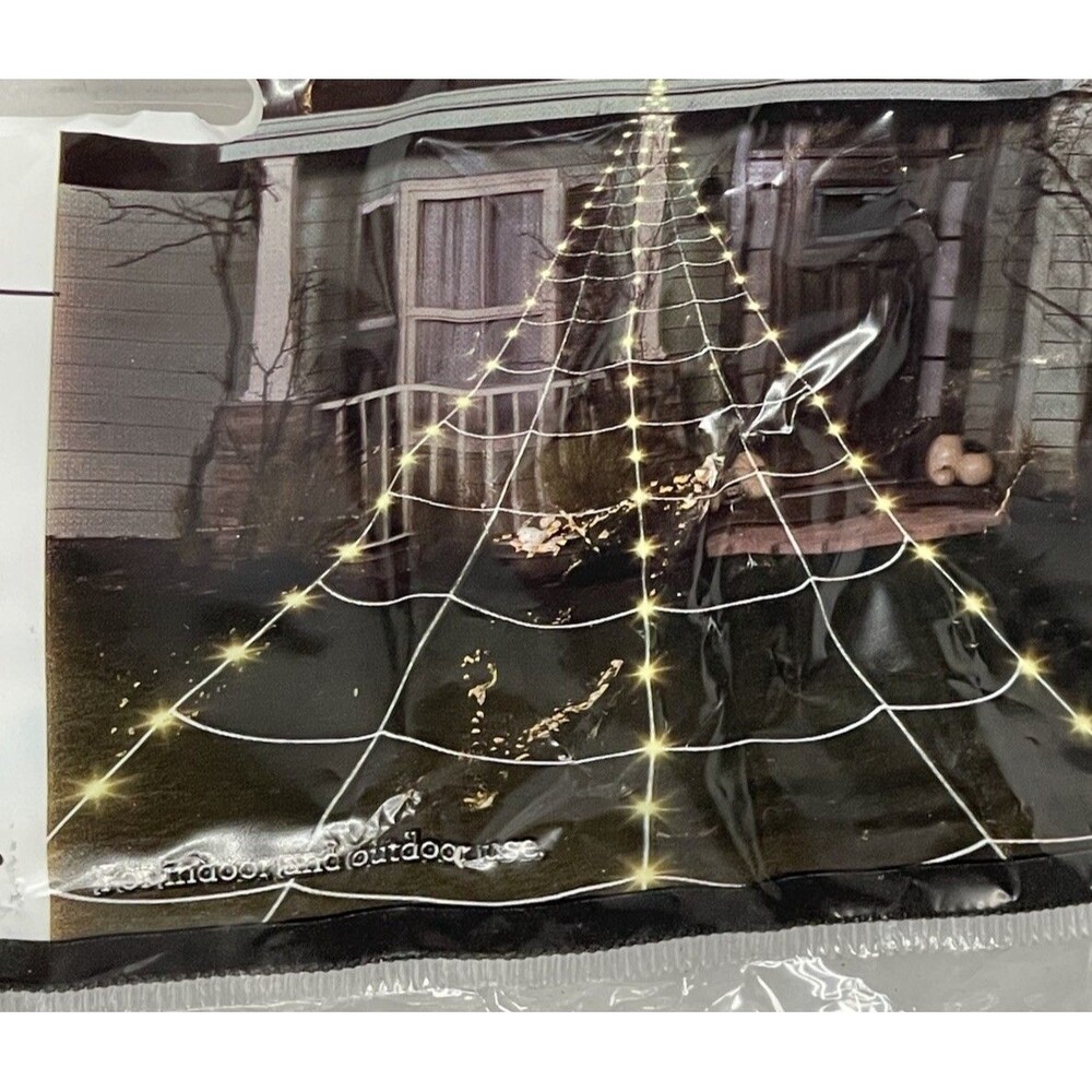 NEW Spooky Moods Yard Light Up Spiderweb 16 Feet Halloween